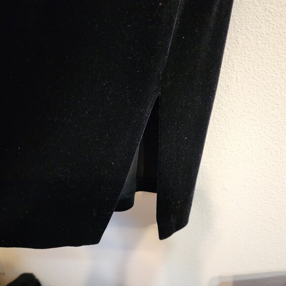 Vtg Donna Ricco Black Velvet Sparkly Midi Dress Sz 24 VNeck Long Slv Wimsigoth - Picture 9 of 15
